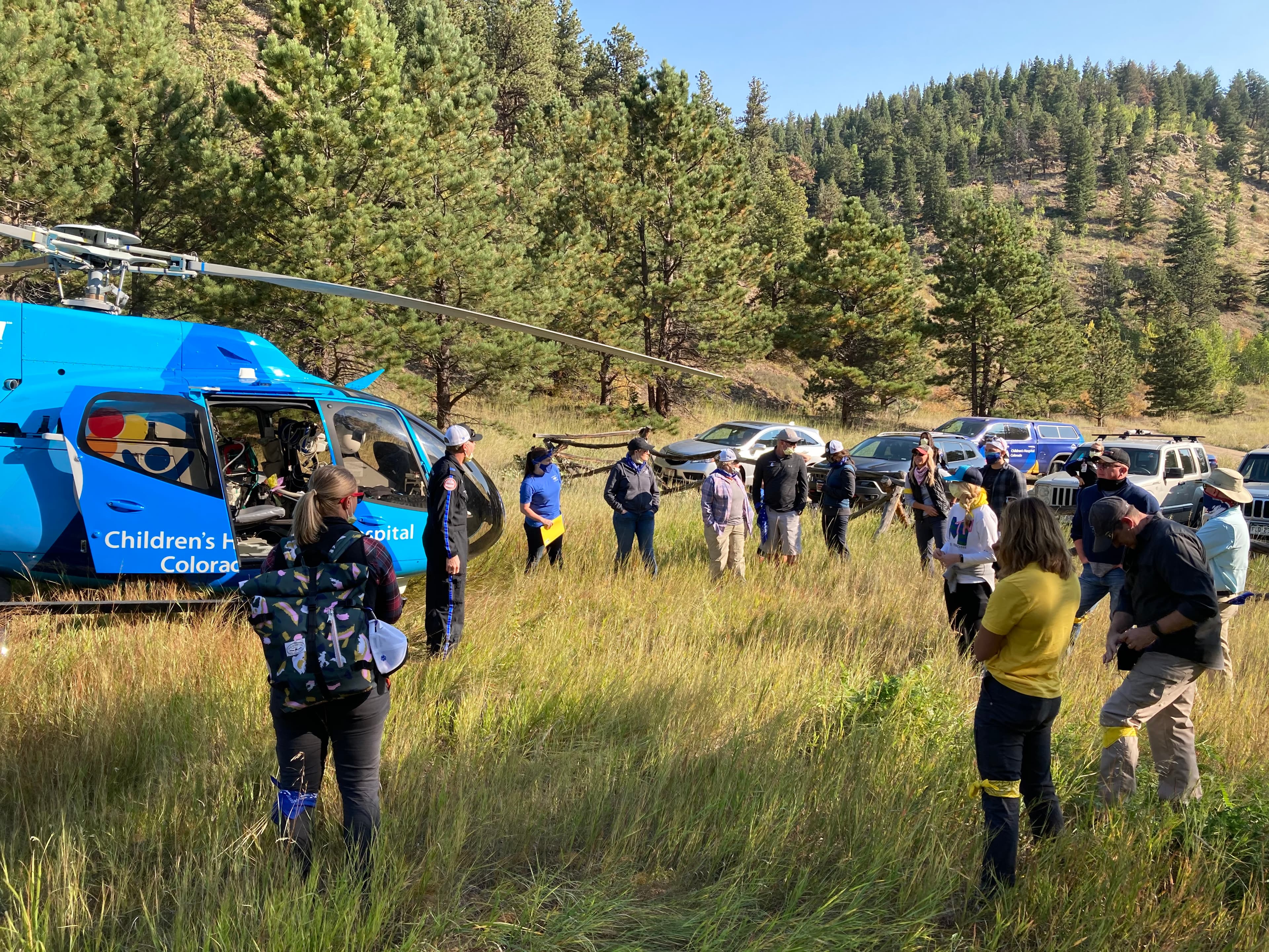 Corporate group outdoors at an event