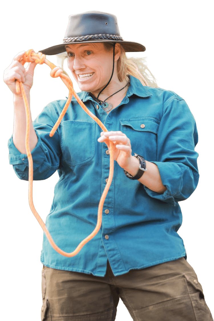Jessie Krebs holding a rope